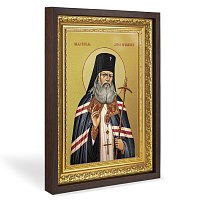 Икона святителя Луки Крымского, в широком багете, цвет "темный дуб", на холсте, с золочением