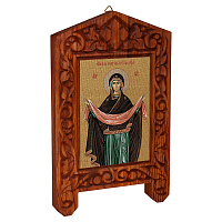 Икона Божией Матери "Покров Пресвятой Богородицы" на резной доске "Суздальская", холст с золочением