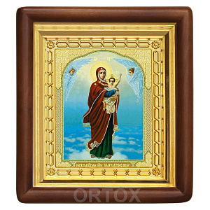 Икона Божией Матери "Благодатное Небо", 18х20 см, деревянный киот (светлый киот)
