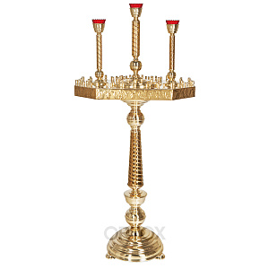 Подсвечник напольный восьмигранный на 74-76 свечей, чеканка, высота 154 см (3 лампады)