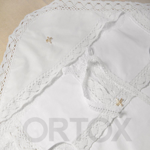 Комплект для крещения "Классика" белый: рубашка, чепчик, пеленка, размер в ассортименте фото 16