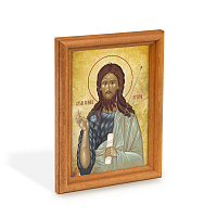 Икона Иоанна Крестителя в деревянной рамке, цвет "кипарис", 12х1,5х17 см