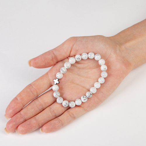 Браслет-четки из камня (говлит), белый фото 2