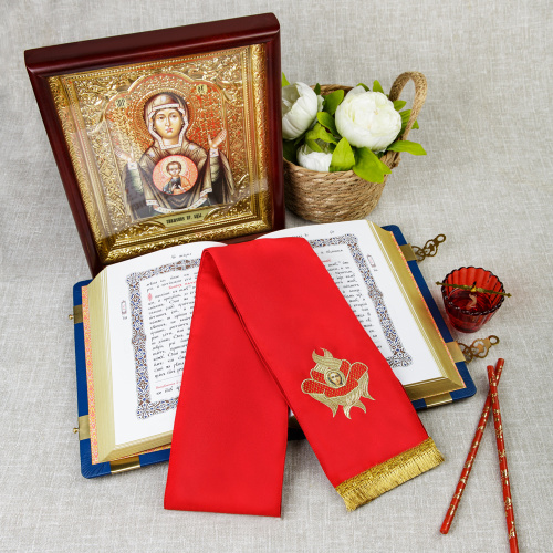 Закладка для Евангелия с вышитым херувимом, 150х13 см фото 7