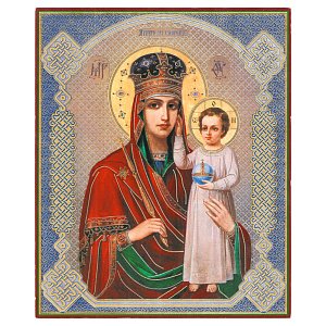 Икона Божией Матери "Призри на смирение", бумага, УФ-лак (17х21 см)