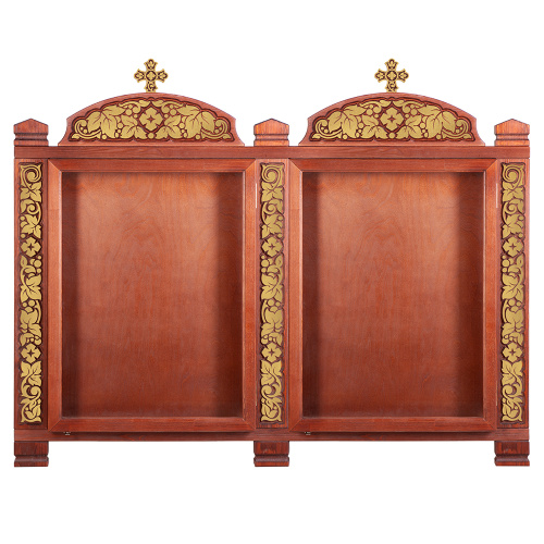 Киот настенный "Суздальский", цвет "кипарис" с золотом (поталь), два модуля фото 4