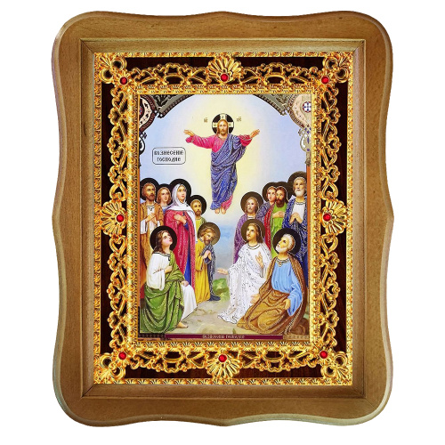 Икона Вознесения Господня, 22х27 см, фигурная багетная рамка