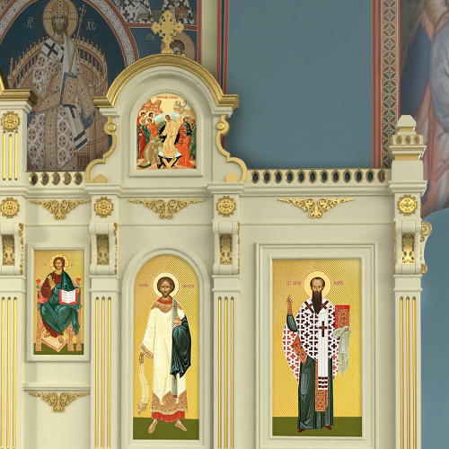 Иконостас двухъярусный (Московская обл.), оливковый с золотом (поталь), 520х430х540 см фото 6