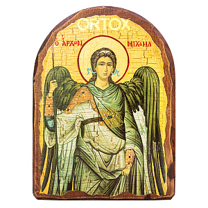 Икона Архангела Михаила, 17х23 см, под старину (прямоугольная форма)