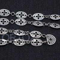 Серебряная цепь для наперсного креста или панагии с крупными звеньями, чернение