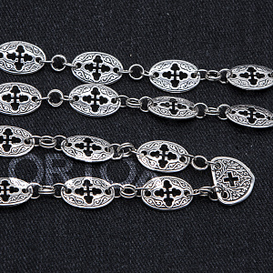 Серебряная цепь для наперсного креста или панагии с крупными звеньями, чернение (вес 114 г)