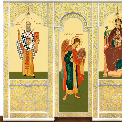 Иконостас деревянный "Суздальский" двухъярусный белый с золотом (поталь), 608х378х25,4 см фото 6 Иконостас деревянный "Суздальский" двухъярусный белый с золотом (поталь), 608х378х25,4 см фото 6