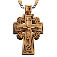 Крест наперсный "Наградной" деревянный резной, с цепью, высота 10 см