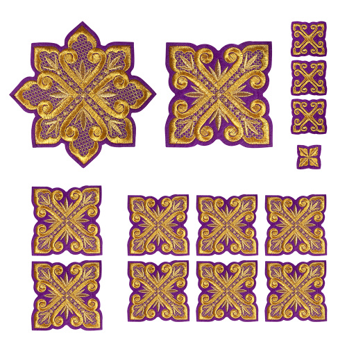 Набор крестов для иерейского облачения фиолетовый, золотая нить фото 2 Набор крестов для иерейского облачения фиолетовый, золотая нить фото 2