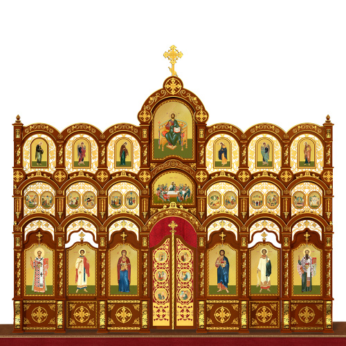 Иконостас "Благовещенский" трехъярусный, цвет "кипарис" с золотом, 664х598,5х28 см фото 2