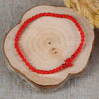 Браслет плетеный (комбоскини) с пластиковыми бусинами, красный №1