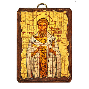 Икона святителя Григория Двоеслова, папы Римского, 6,5х9 см, под старину (береза)