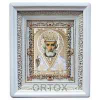 Икона святителя Николая Чудотворца, 18х21 см, прямая багетная рамка