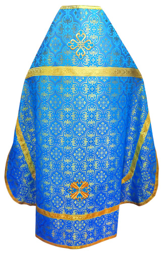 Иерейское облачение голубое, парча, золотой галун с рисунком "крест" фото 2