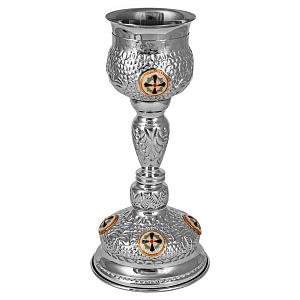 Потир № 15 на 0,25 л, латунь, нержавеющая сталь, никелирование, 13х28 см (чеканка)
