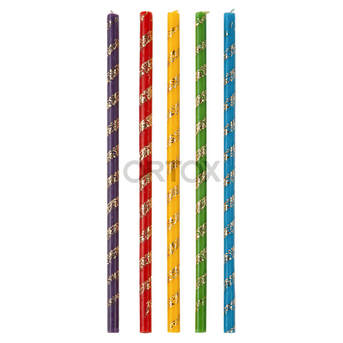 Свечи восковые золоченые "Лоза", разноцветные, 25 шт. фото 3