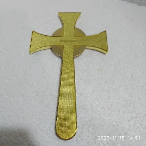 Крест требный четырехконечный, зеленая эмаль, камни, 17х29 см, 100-0921 фото 7