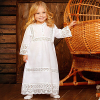 Рубашка для крещения "Дашенька" белая из батиста, размер в ассортименте
