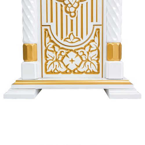Аналой боковой "Суздальский" белый с золотом (патина), тумба, резьба, 46х51х130 см фото 6
