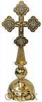 Крест настольный малый с подставкой, 15х44 см, гравировка, эмаль
