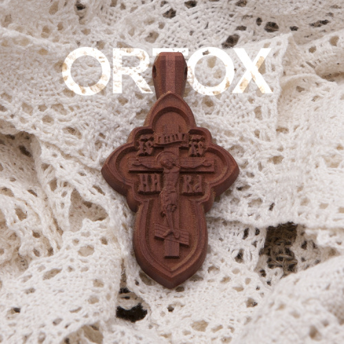 Деревянный нательный крестик «Квадрифолий» с распятием, цвет темный, высота 5,3 см фото 8