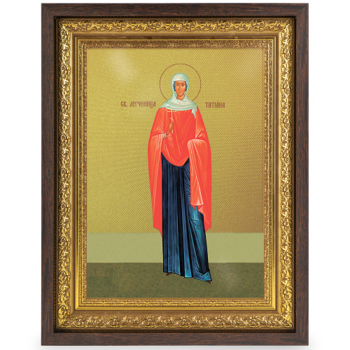 Икона мученицы Татианы Римской, в широком багете, цвет "темный дуб", на холсте, с золочением №3 фото 2
