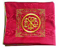 Илитон на престол бордовый из муара с вышивкой Вифлеем, 80х70 см