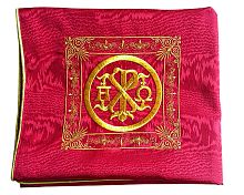 Илитон на престол бордовый, из муара с вышивкой Вифлеем, 80х70 см