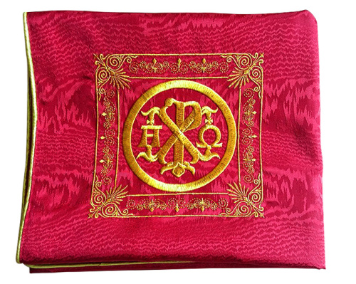 Илитон на престол бордовый, из муара с вышивкой Вифлеем, 80х70 см