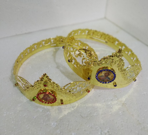 Венцы венчальные, пара, с камнями, высота 10 см, №4, У 55-0341 фото 2