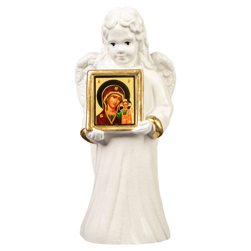 Фигурка Ангела с иконой Спасителя, гипс, ручная роспись, 4,2х10,5 см фото 4