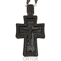 Крест наперсный "Наградной" деревянный, резной, с цепью, 7х10 см