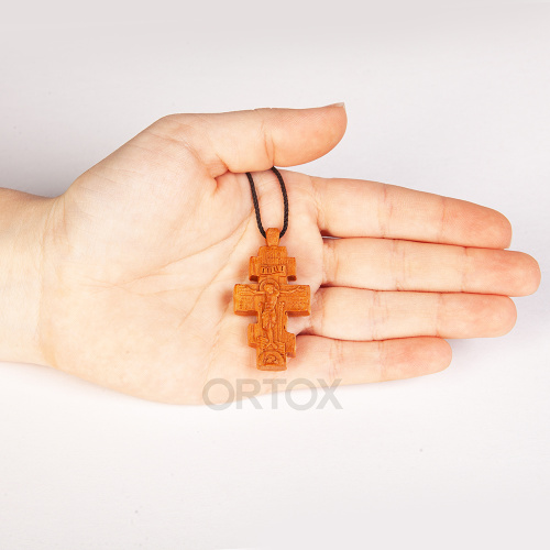 Деревянный нательный крестик «Голгофский малый» восьмиконечный, цвет светлый, высота 4,5 см фото 6
