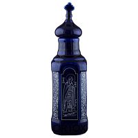 Сосуд для святой воды "Св. Сергий Валаамский", синяя глазурь, серебристый узор