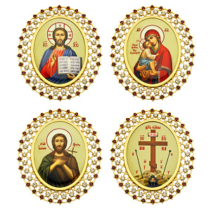 Накладка на митру из ювелирного сплава №34, в позолоте, с камнями (фианиты)