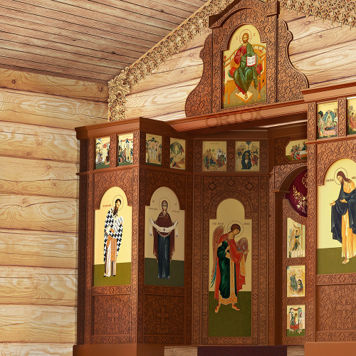 Иконостас "Суздальский" двухъярусный (Тверская область), цвет "кипарис", 480х426,5х152 см фото 6