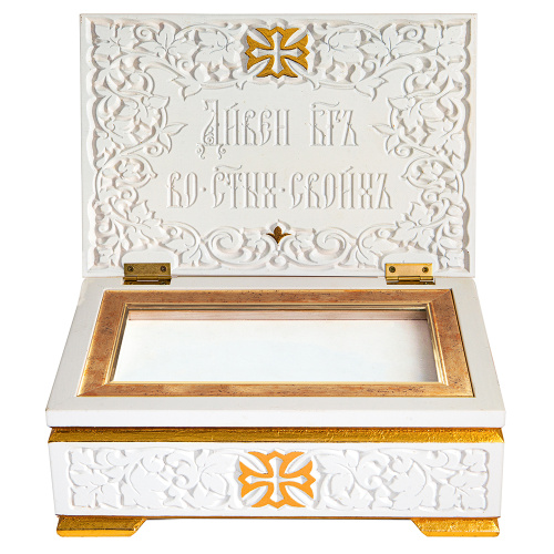 Ковчег для мощей "Суздальский" белый с золотом (поталь), 30х20х13 см фото 2
