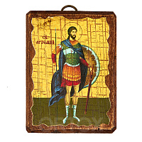 Икона великомученика Артемия Антиохийского, 6,5х9 см (под старину)