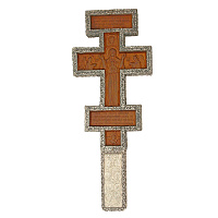 Крест напрестольный деревянный в серебряном окладе,12х30 см