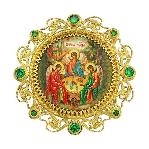 Накладка на митру "Троица" из ювелирного сплава в позолоте, с фианитами, №8 фото 3