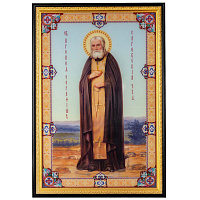 Икона большая храмовая преподобного Серафима Саровского, 80х117 см, УФ-печать на стекле