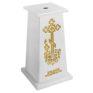 Подставка под хоругвь, крест, икону "Суздальская" белая с золотом (поталь) (высота 70 см)