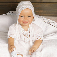 Комплект для крещения "Классика" белый: рубашка, чепчик, пеленка, размер в ассортименте