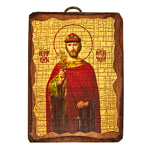 Икона благоверного великого князя Игоря Черниговского, 6,5х9 см (под старину) (береза)