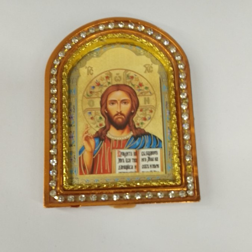 Икона настольная Спасителя "Господь Вседержитель", пластиковая рамка, 6,4х8,6 см, У-0838 фото 2